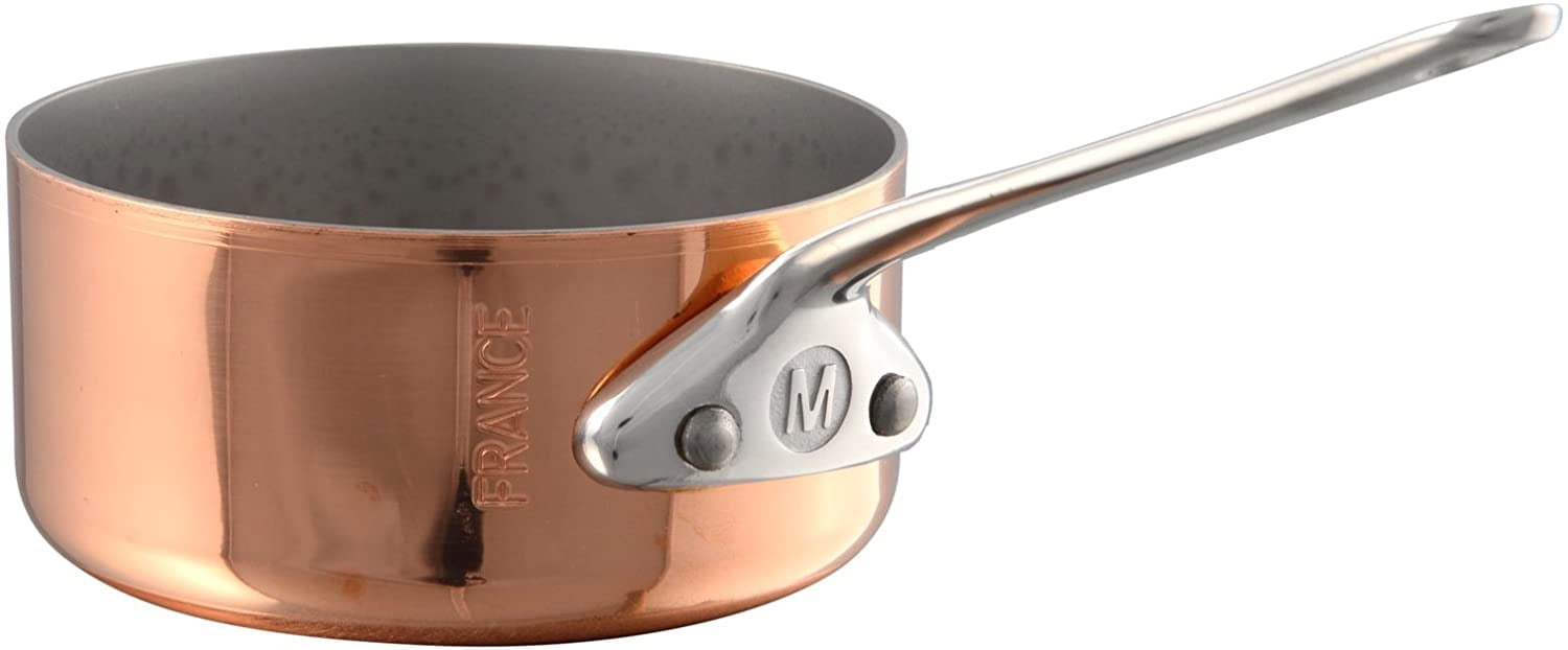 Mauviel M'Heritage 150 B Copper Sauce Pan, 2.8 Quart, With Brass Handle - Copper Exterior, Stainless Steel Interior