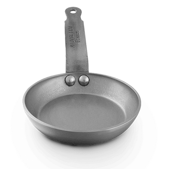 Mauviel M'Steel Black Carbon Natural Nonstick Pancake Pan with Iron Handle, 4.7-in