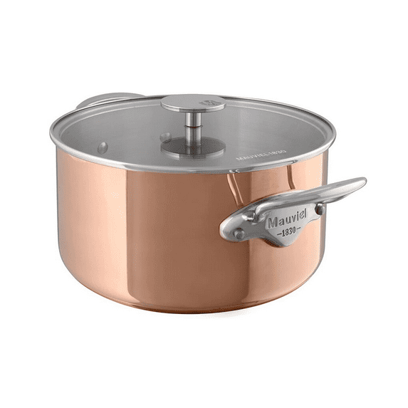 Mauviel M'triply s Copper Stewpan With Lid, and Cast Stainless Steel Handles, 6.1-qt