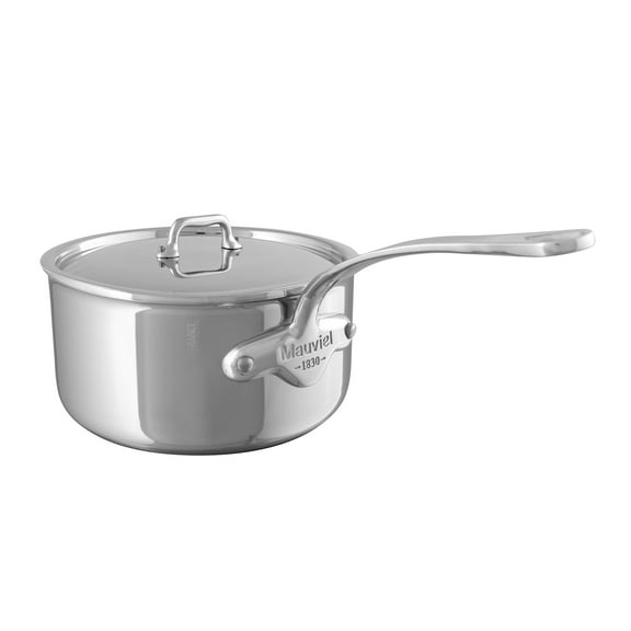 Mauviel M'Urban 4 Stainless Steel Sauce Pan with Lid and Cast Stainless Steel Handle, 3.4-Qt