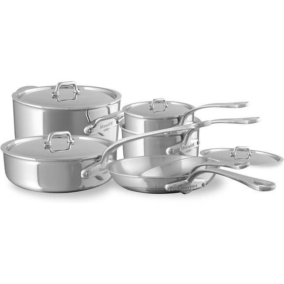 Mauviel M'Urban 4 Tri-Ply Polished Stainless Steel 10-Piece Cookware Set With Cast Stainless Steel Handles