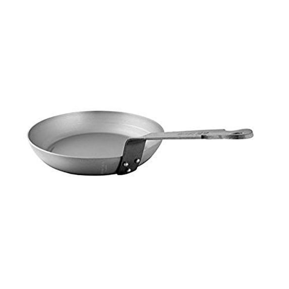 Mauviel M'steel Black Carbon Steel Round Frying Pan with Iron Handle, 14.2-in