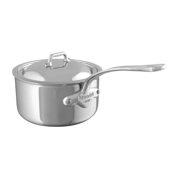Mauviel Made In France M'Cook 5 Ply Stainless Steel 5210.21 3.7 Quart Saucepan with Lid, Cast Stainless Steel Handle
