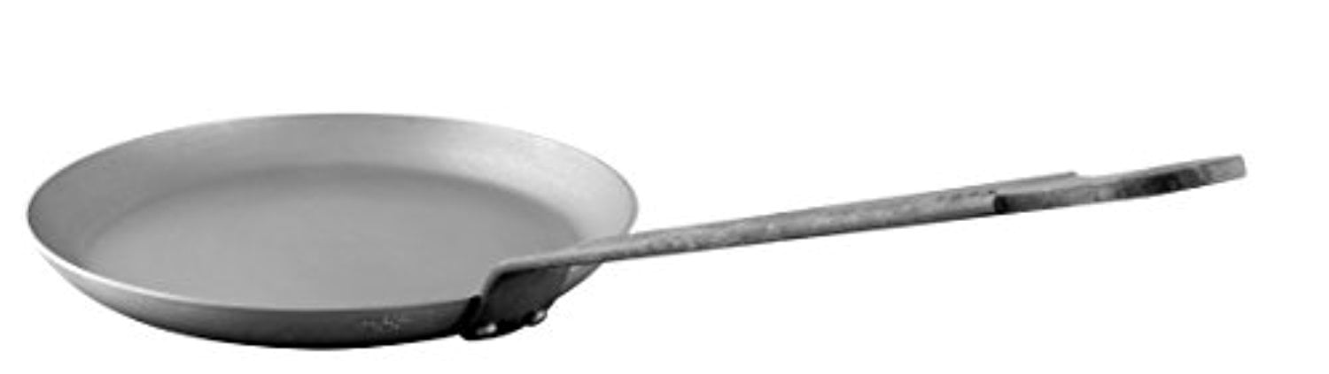 Mauviel M'steel Black Carbon Steel Crepe Pan with Iron Handle, 9.4-In