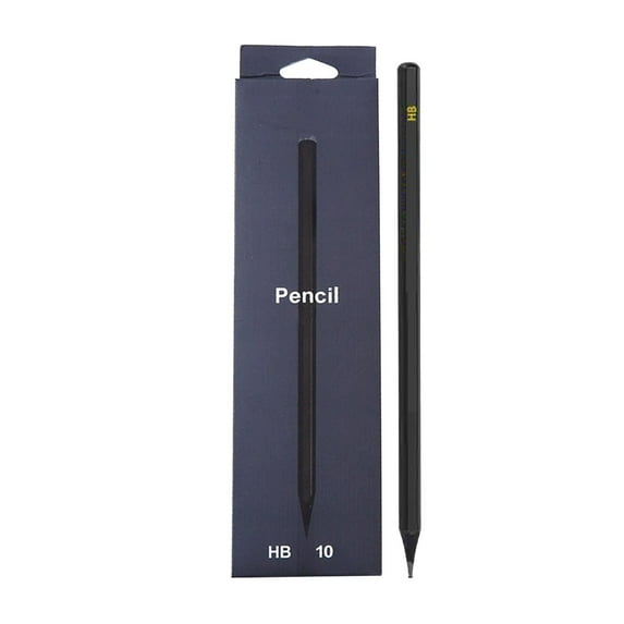 Mauxuk 10 Pack Black Wood Pencils, HB/2B Graphite, Ergonomic Grip, 6.88 Inch - for Calligraphy, Drawing & Office Use