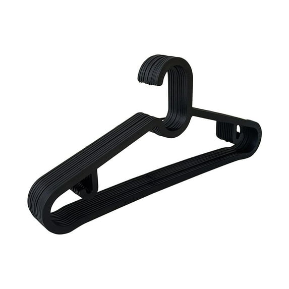 Mauxuk 10 Pack Heavy Duty Plastic Clothes Hangers - Sturdy Black Hangers for Shirts, Jackets, Sweaters - Durable & Non-Slip (1.04lb)