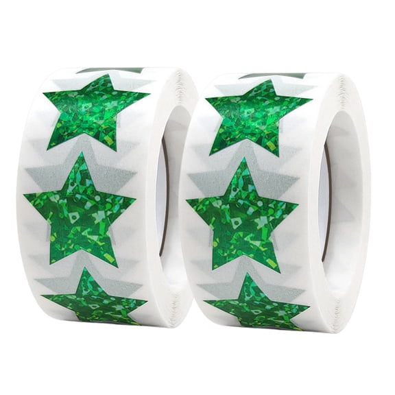 Mauxuk 1000 Pcs Star Stickers, 1 Inch Glossy Paper Stars, Bulk Adhesive Stickers for Sealing, Scrapbooking, Classroom Rewards, Red Purple Silver Green