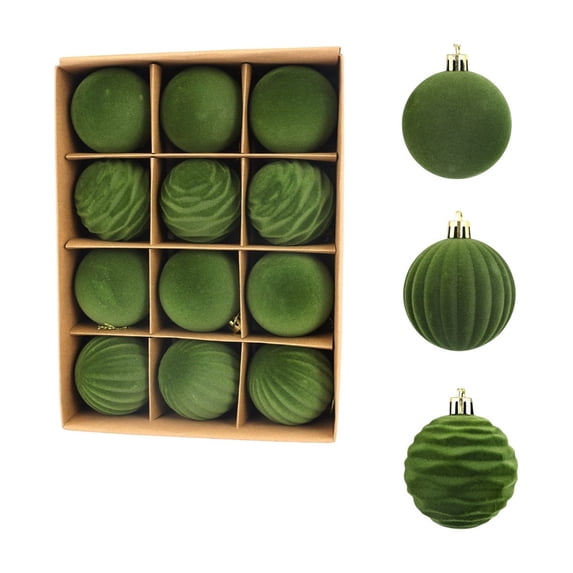 Mauxuk 12 Pack Flocked Christmas Ornaments, 6cm Suede Tree Decorations, Holiday Hanging Balls for Home, Office, Xmas Decor