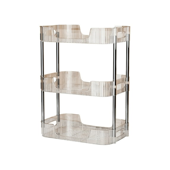 Mauxuk 3-Tier Clear Plastic Cosmetic Organizer, Transparent Makeup Storage Shelf with Detachable Trays, 22LBS Capacity, Tipproof Design