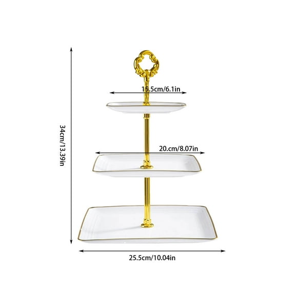 Mauxuk 3-Tier Cupcake Stand Plastic Dessert Tray Tower for Tea Party Wedding Shower, 16-18 Cupcakes, Easy Clean, Golden Metal, White