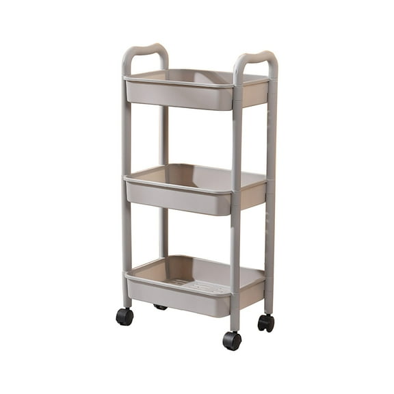 Mauxuk 3-Tier Kitchen Storage Cart, Multi-Purpose Rolling Utility Cart - White, Gray, Green, 15x10x32 Inches