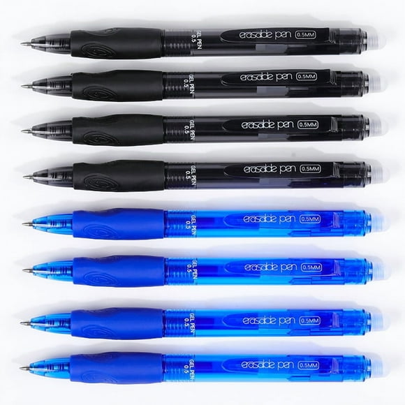 Mauxuk 4Black 4Blue Flame Erasable Pen Set - 8 Pack Fine Rollerball Pens with Eraser Tips, Heat-Sensitive Ink for Smooth Writing & Rewriting, Comfort Grip(Assorted Colors)