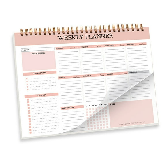 Mauxuk B5 Weekly Planner & Productivity Notebook - Undated Daily Task Organizer, 52 Sheets for Goal Tracking, Meal & Water Tracker, 9.76x7.28 Inches