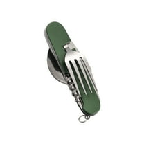 Mauxuk Camping Utensil Set Multifunctional Knife Fork Spoon Stainless Steel Foldable 6-in-1 Tools Bottle Opener Lightweight Durable Length 10.2 In