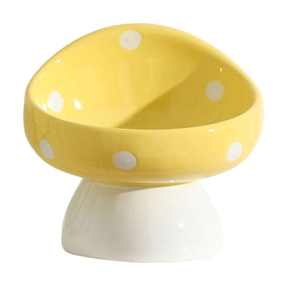 Mauxuk Ceramic Pet Bowl Set - Non-Slip Elevated Neck Support Feeder, Wide Mouth Mushroom Design for Cats & Dogs, Stable Weighted Base, Easy Clean Safe Ceramics