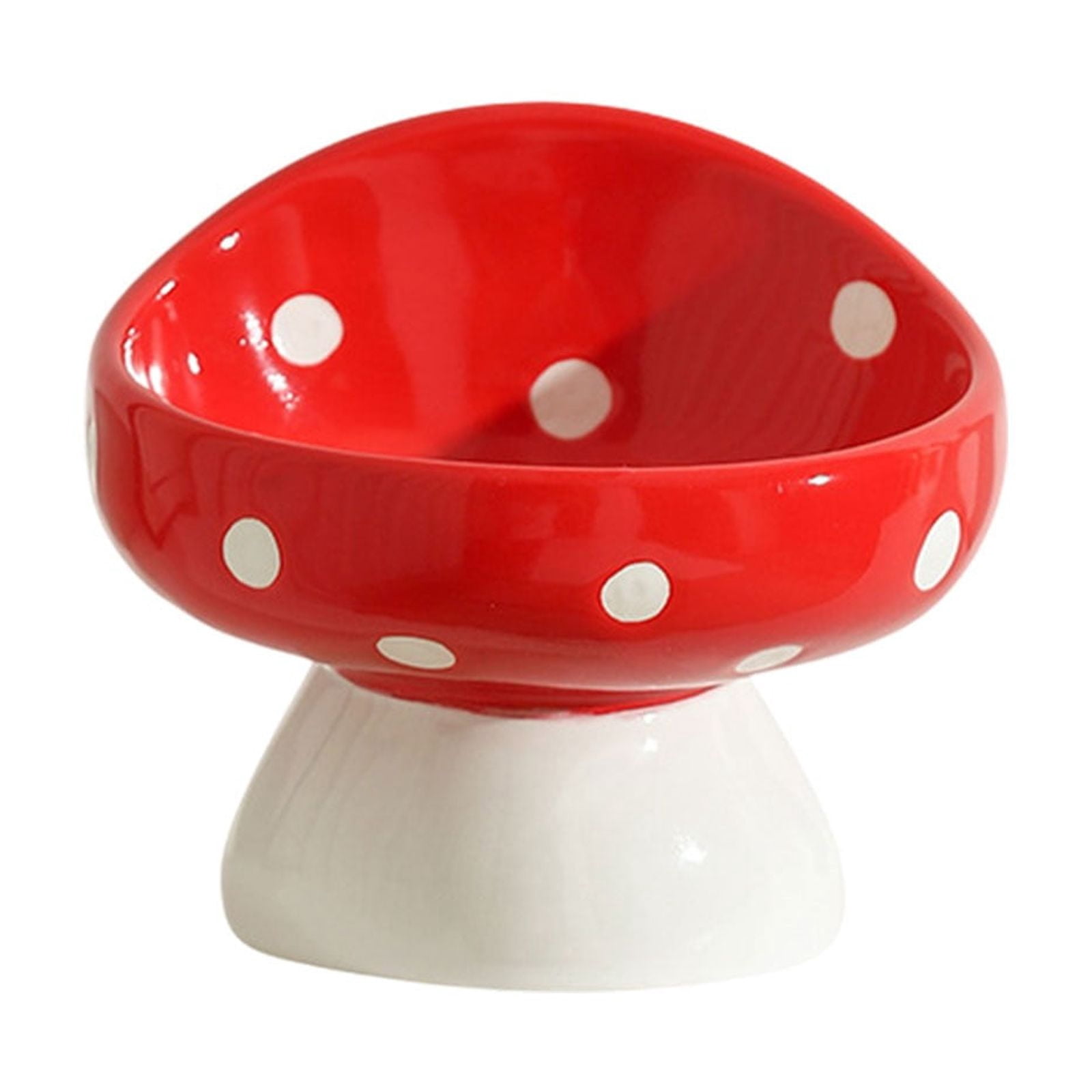 Mauxuk Ceramic Pet Bowl Set Non-Slip Elevated Dog Cat Feeder, Mushroom Design, Stable Weighted Base for Neck Support, Easy to Clean, 5.7x5.7x5.11 Inches