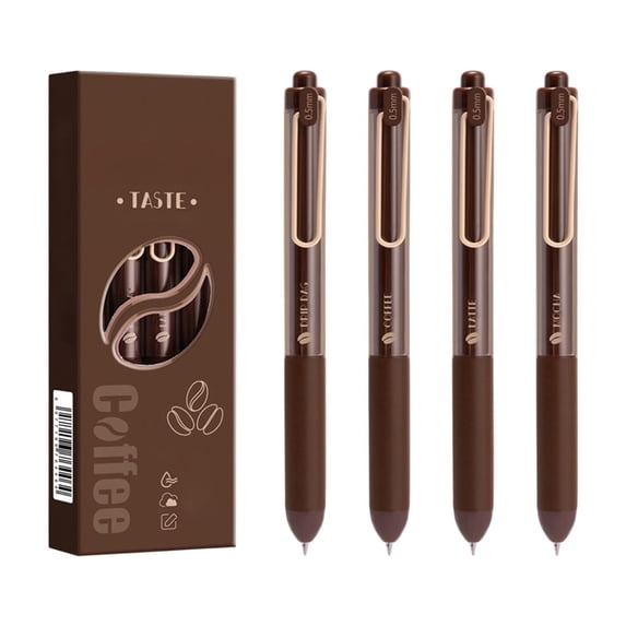 Mauxuk Coffee Rose Cream Scented Gel Pens 4-Pack, 0.5mm ST Precision Nib, Fragrant Ink with 3 Aromas, Click-Action for Exams & Notes