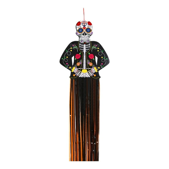 Mauxuk Day of the Dead Banners Extra Large Weather-Resistant Plastic Laminate Prestrung Party Decor for Altar Wall Festival, 56.7x9.09in
