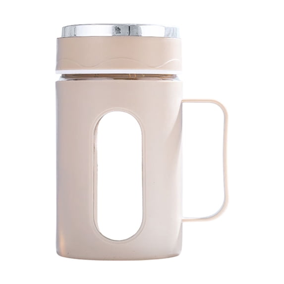 Mauxuk Double-Layer Insulated Glass Cup with Lid & Handle - BPA-Free, Leak-Proof Borosilicate for Hot/Cold Beverages, Durable for Home/Work (0.66lb)