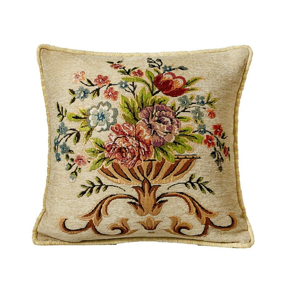 Mauxuk European Emboss Flower Pillow - Soft Cotton Sofa Cushion & Backrest, Decorative Throw Pillowcase, 18.8x18.8 Inches, Lightweight 5.3oz