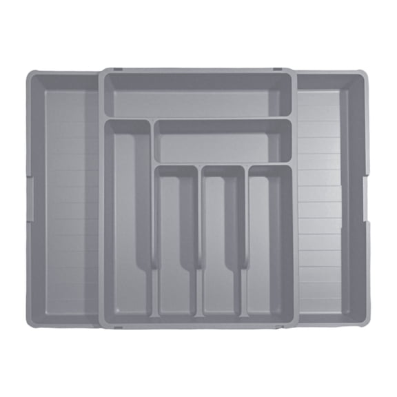 Mauxuk Expandable Kitchen Drawer Organizer for Silverware, Cutlery Storage with Compartments, Adjustable Width, Durable Polypropylene