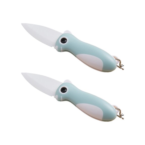 Mauxuk Foldable Ceramic Knife, Sharp & Durable Ceramic Blade, Compact Folding Design, Ergonomic Handle for Safe Cutting, Ideal for Peeling & Slicing (2-Pack)