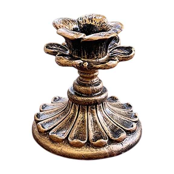 Mauxuk Gold Candle Holders Set, Metal Candlesticks for Wedding Christmas Party Decor, Resin Centerpiece with Warm Candlelight Effect, 3.35x3.15 Inches