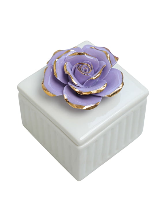 Hand-painted Ceramic Jewelry Box Organizer - Decorative Storage Jar with Starfish & Sailboat Design, Perfect for Wedding Gifts(3.15in x 3.15in x 3.15in, 0.51lb)