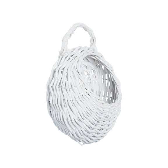 Mauxuk Handwoven Willow Flower Basket - Wall Mounted Storage Organizer with Iron Frame, Natural Woven Design for Home Decor, Living Room & Kitchen, 7.87x6.5x3.54 Inches