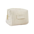 thumbnail image 1 of Mauxuk Velvet Cosmetic Bag Waterproof Travel Makeup Organizer Polyester Striped Portable 6.69x4.72x3.54 Inches, 1 of 6