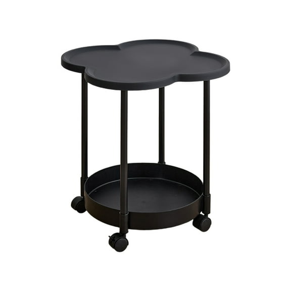 Mauxuk Mobile Bedside Table with Wheels, 2-Tier Rolling Nightstand, Compact Storage, Black
