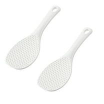Mauxuk Nonstick Rice Paddle 2 Pack, Heat-Resistant Plastic Serving Spoon for Rice Cooker, Easy Clean & Store, Comfort Grip (White)