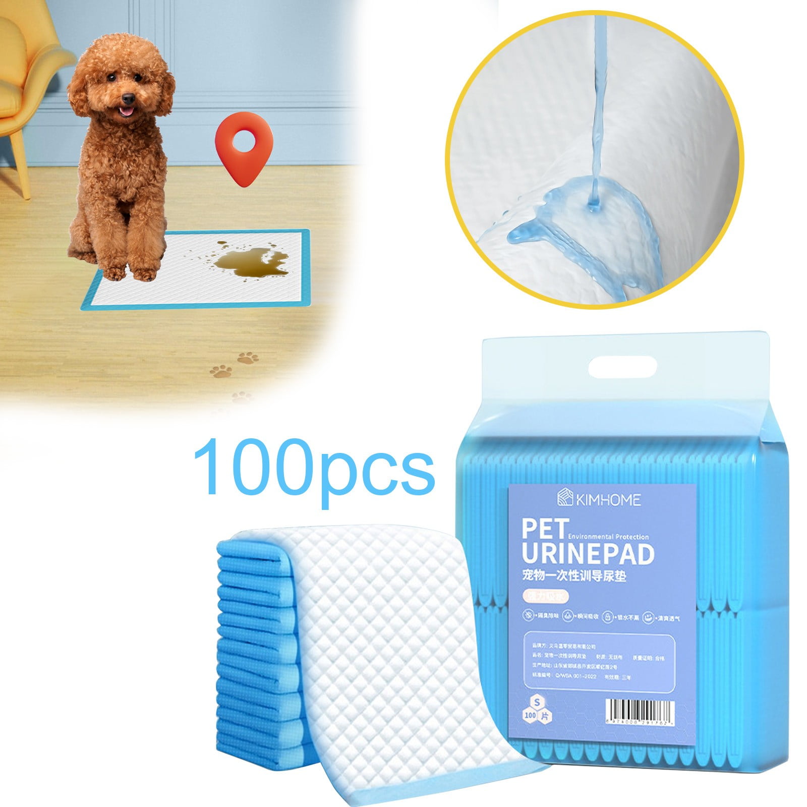 Mauxuk Premium Dog Diaper Pads - Super Absorbent & Leak-Proof Pet Training Pads, 100 Count | Thickened Puppy Pads for Indoor Use, Senior Dogs & Small Pets | Quick-Dry & Odor Control | 23 x 23