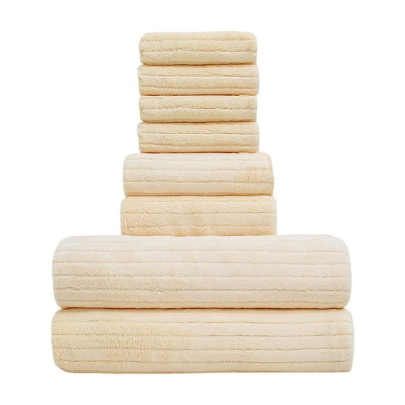 Mauxuk Premium Soft Bath Towel Set - 8-Piece Luxury Velvet Towels, Ultra Absorbent & Quick-Dry, Reinforced Stitching, Includes 4 Square Towels, 2 Bath Towels, 2 Washcloths