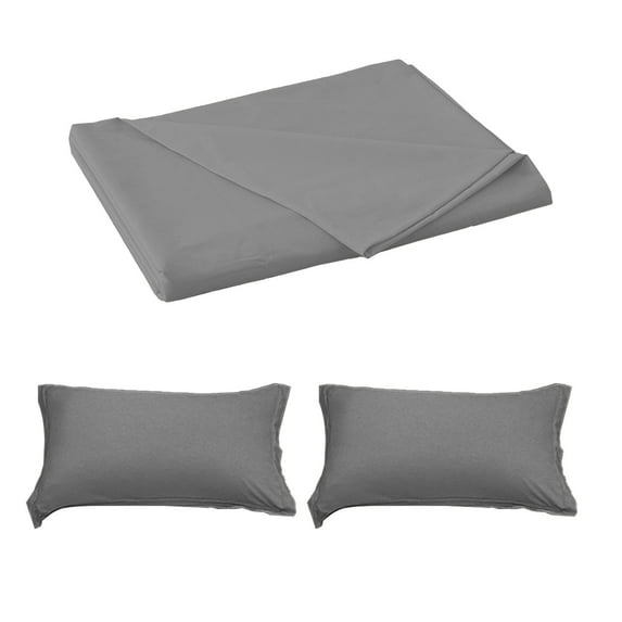 Mauxuk Premium Soft Washable Polyester Bed Sheets Set - 3 Piece (1 Flat Sheet, 2 Pillowcases) - Breathable, Wrinkle & Fade Resistant - Light Gray - 70.87x90.55 Inches