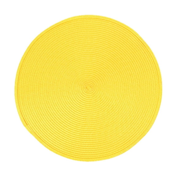 Mauxuk Round Braided Placemats 16 inch, Washable Woven Heat Resistant Table Mats, Non-slip, Eco-friendly, Durable, Waterproof, Oil-resistant, Multi-purpose Use, Perfect for Kitchen & Dining(Yellow)