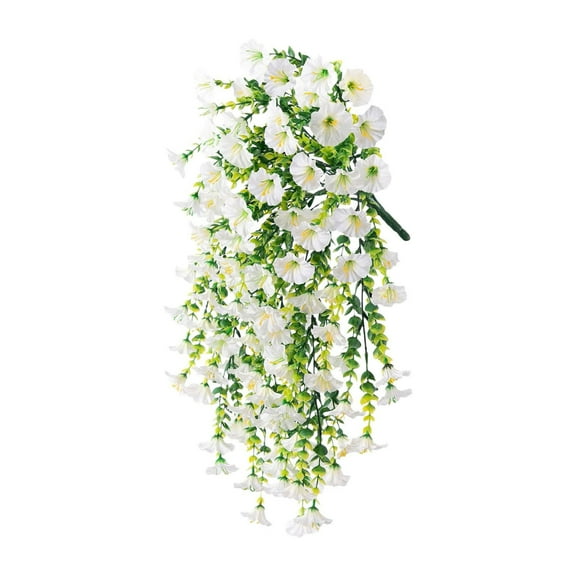 Mauxuk Simulated Rose Artificial Flower Hanging Basket - 30 Inch Sturdy Rod Wall Mounted Decor, Look Real Plastic Wrapping Vines
