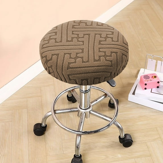 Mauxuk Stool Covers, Round Bar Stool Covers, Slip-Resistant Seat Cover with Elastic Bands, Sturdy and Elastic Dining Chair Cover for Extra Protection(Brown)