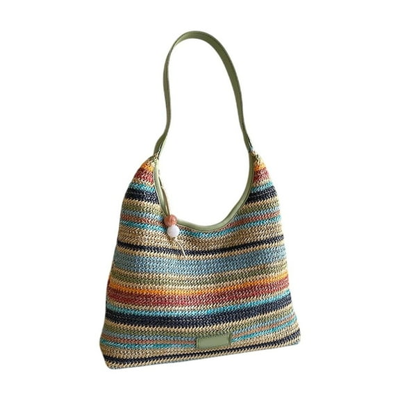 Mauxuk Stylish Ladies Fashion Woven Shoulder Bag, Large Capacity Vacation Handbag, Versatile Tote for Travel and Work, Vegan Material, Ideal Gift for Women on Birthdays and Holidays