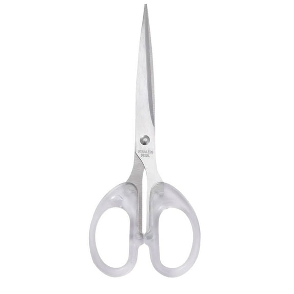Mauxuk Transparent Office Scissors - Stainless Steel Blade, Non-Slip Handle, Compact for Paper Cutting, Crafts, Home Use (4.72 Inch)