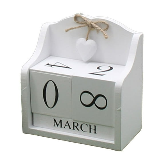 Mauxuk Wooden Desktop Calendar - Handcrafted Brown Wood Ornament, Durable Natural Beauty, 8x14.5x15cm