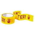 thumbnail image 1 of Mauxuk 82ft Halloween Caution Tape with Bloody Handprints - Do Not Enter Warning Barrier Ribbon for Horror Party, Durable Plastic Safety Tape, Yellow & Red (1 Roll), 1 of 6