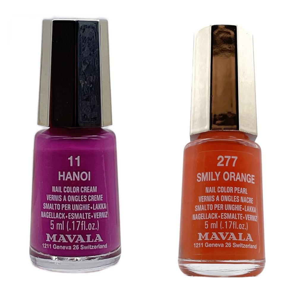 Mavala Mini Nail Polish 5ml - 11 Hanoi - 277 Smily Orange - Combi Pack ...