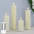 thumbnail image 1 of Mavandes Flickering Flameless Pillar Candles with Remote Control and Cycle Timer,Ivory Pack of 4 Battery Operated LED Real Wax 3D-Wick Electric Candles, 1 of 5