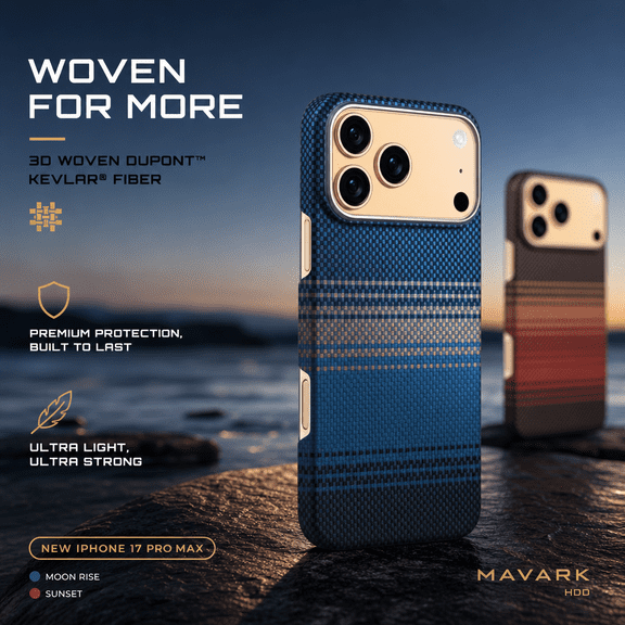 Mavark HDD iPhone 17 Pro Max Case with Camera Control Button, MagSafe Full-Body Protective Case Made with Kevlar Aramid Carbon Fiber Elite, Light as Feather Moonrise