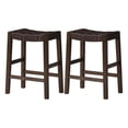 thumbnail image 1 of Maven Lane 26" Emerson Counter Height Stool - Weathered Brown Wood Finish & Saddle Vegan Leather Counter Stools - Backless Design Brings Rustic Elegance to Your Kitchen, Dining Area, set of 2, 1 of 12