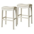 thumbnail image 1 of Maven Lane Adrien Backless Saddle Kitchen Bar Stool, White Oak, Set of 2, 1 of 6