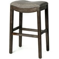 thumbnail image 1 of Maven Lane Adrien 26" Wood Counter Height Stool - Handcrafted Walnut Wood Finish with Grey Fabric Seat for Comfort - Durable Barstool for Kitchen Islands, Dining Rooms, 1 of 8