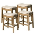thumbnail image 1 of Maven Lane Adrien Backless Saddle Kitchen Stool, Natural Wood, Set of 4, 1 of 9