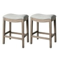 thumbnail image 1 of Maven Lane Adrien Backless Saddle Kitchen Stool, Reclaimed Oak, Set of 2, 1 of 6